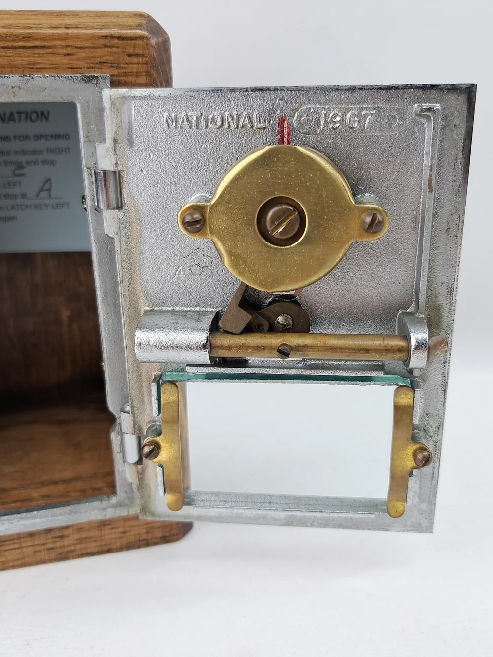 Vintage Mini Vault Coin Bank Puzzle Safe Lock Box Wooden Novelty Piggy Bank